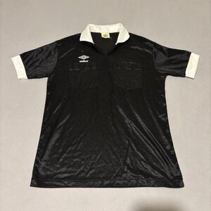 Umbro Vintage Mens Soccer Referee Jersey Black White Large Made in Canada Retro